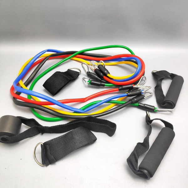 Комплект фитнесс – ремней (тросов), с регулировкой нагрузки для всех групп мышц, набор 11 предметов (эспандер) с книжкой - инструкцией на основные группы мышц Classic